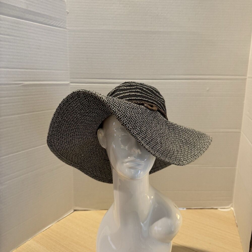 Scala Collezione Floppy Black & White  Paper Sun Hat Women's Shells Band